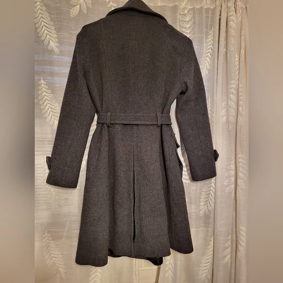 DKNY Womens Wool Blend Tie Belt Trench -EUC - Picture 3 of 4